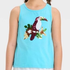 Girls Flip Sequin Toucan Tank Top Cat & Jack Light Turquoise Blue L (10-12)